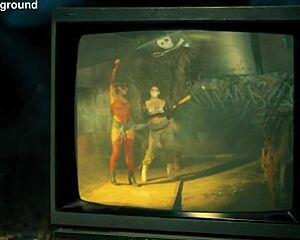 whoa, big titted brunette babe roleplays monster cock vigilante city trailer suck!