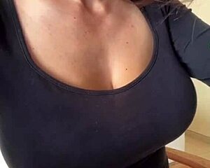 stepmom pulls out her huge tits and pinches those gorgeous nipples
