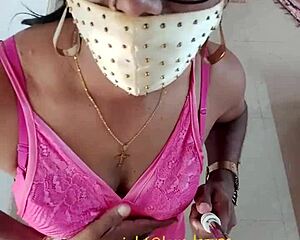 indian cd lara dsouza teases in pink satin nighty for anal bdsm play