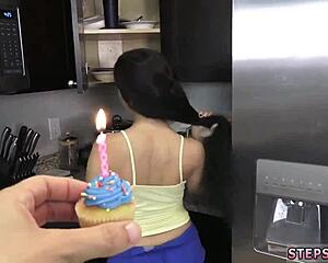 He claimed her juicy teen virginity with creampie on his birthday