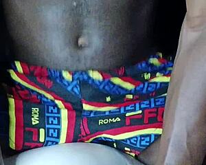 muscular black bodybuilder humps pillow missionary style horny solo masturbation