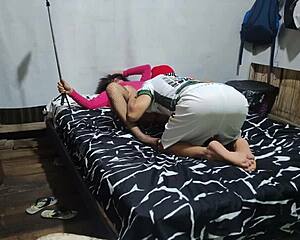 First I lick my curly stepdaughter's big pussy then fuck her hard like a whore