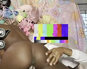 petite midget ebony babe hides monster bbc couch pounding