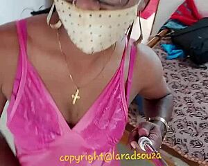 indian cd lara dsouza teases in pink satin nighty for anal bdsm play