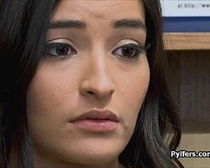 that teen shoplifter spreads her legs super wide begging for mall security's thick cock