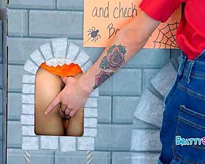 Teen hoes finger pussies and fuck boo holes in halloween step family threesome