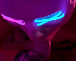 blonde in halloween costume kneels for pov trick or treat blowjob cumshot