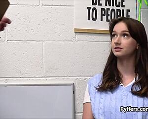 perky teen suspect's pretty mouth gets fucked deep by the officer