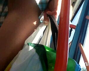 Quick upskirt peek in Minsk shows sexy skirt lift