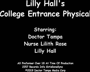 tampa uni nurse lilly hall spreads tits in latex patient check