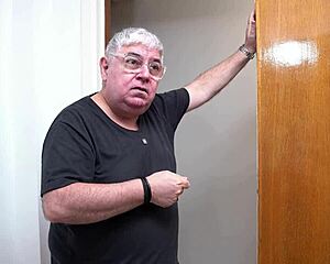 Peek next door for blonde big ass anal creampie with monster cock choking