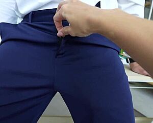 Boss watches his petite secretary tease in lingerie then gives her pov face fucking and doggystyle in the office
