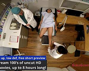 tampa uni nurse lilly hall spreads tits in latex patient check