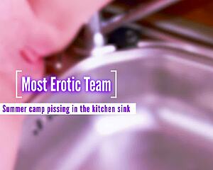 summer camp fun turns wild with kitchen sink pissing on pov sex tape