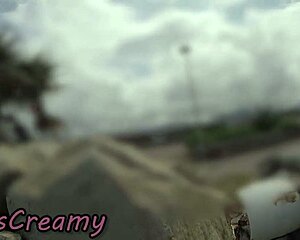 Risky Dick Flash Blowjob Beach Teacher Student Almost Caught!