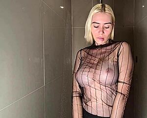 Huge Titted Beauty Teases Wet Shower Curves Suggestively