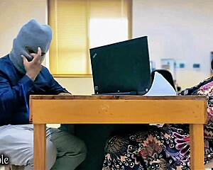 Hijab Muslim Wife Cheats with Office Friend: Secretary Vibes Pussy with Favorite Toy