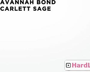 Petite skinny blonde teen charmed by busty milf Scarlett Sage Savannah Bond