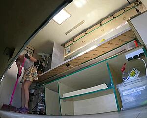 boss upskirts hot mini skirt slut's shaved pussy at work