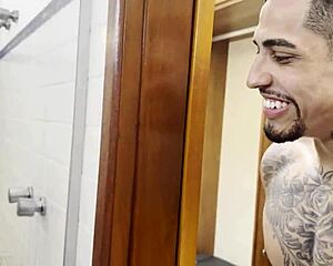 luiza marcato shocked in shower bent over for muscular bbc hard anal creampie