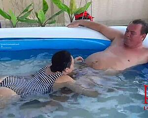 regina noir pauses breath underwater for rough pool domination suck and fuck