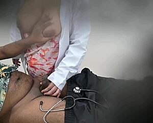 Curvy Lady Doctor Teases Patient's Huge Assets in Hospital Play.