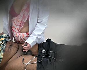 Curvy Lady Doctor Teases Patient's Huge Assets in Hospital Play.