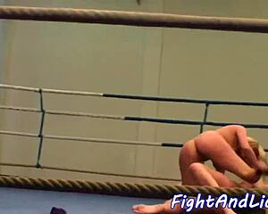 bigtits babe wrestles busty dyke tits clash closeup 😈💥