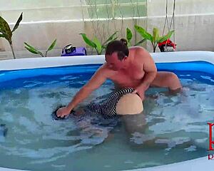 regina noir pauses breath underwater for rough pool domination suck and fuck