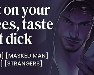 masked stranger at halloween party gets sloppy blowjob then fucks wet pussy creampie