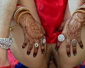 Exotic Indian girlfriend's first dirty doggystyle after Karwa Chauth kiss