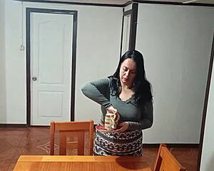 stepmom shocked on dining table before breakfast gets roughly fucked 😲🍳💦