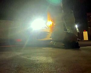 ebony babe bent over in beale street garage for sloppy creampie doggystyle