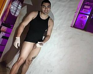 damn this sexy doctor cosplay babe masturbates wild with gloves on her monster cock