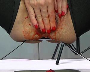 🍓 watch me stuff this juicy strawberry deep in my big beautiful milf pussy!