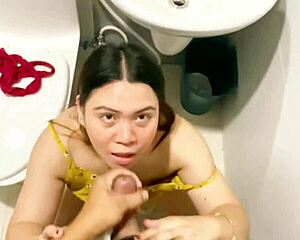 bbw asian boss housewife begs for anal creampie pounding in toilet with huge ass shaking