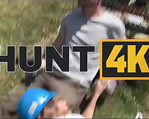 Fanta Sie fucks old hunter publicly for her full annual salary Hunt4k