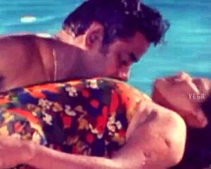Hot unmarried couple chills and flirts poolside in sexy wedding vibes