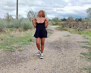 big ass ebony tits bouncing upskirt in sneakers converse walking homemade tease