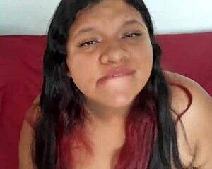 A long sloppy deepthroat blowjob pays old debt as friend fucks chubby latina throat hard cum milk