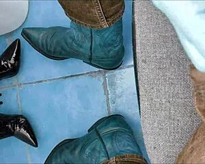 she pees all over those sexy ankle boots in the wildest shoe fetish scene