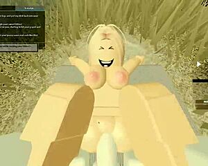 blonde roblox slut bent over for deepthroat blowjob doggystyle assfucking and cum 😈🍑💦