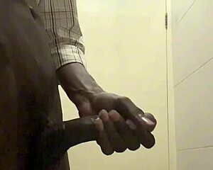 Heart racing shame as skinny black guy caught stroking monster cock at work
