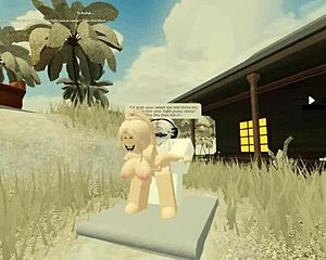 blonde roblox slut bent over for deepthroat blowjob doggystyle assfucking and cum 😈🍑💦