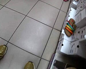 Peeping Gorgeous Ass Under Skirt And Legs In Nylon Pantyhose Shoe Store!