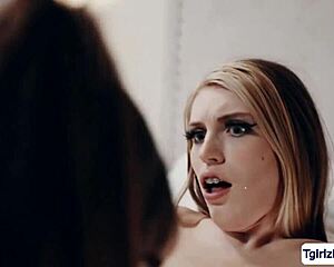 wanna see blonde transexual stepmom rail her skinny tbabe stepdaughter's ass?