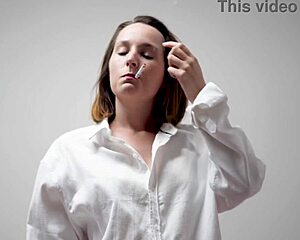 i love watching my playful brunette wife smoke sexy in tight white blouse and bra