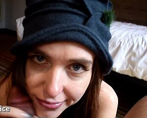 Sucking Old Black Senior Cock in Stylish French Chapeau