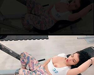 emanuelly raquel flashes her big tits and ass in leggings at the gym for everyone