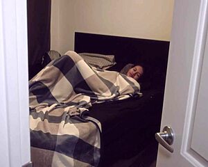 angel santana wakes up horny masturbates her pussy then chokes on cock deepthroating hard